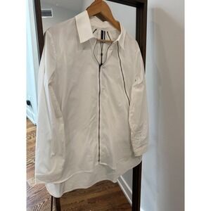 Stella Carakasi Downtown Shirt Soft White Zip Front Organic Cotton 48821-3245 M